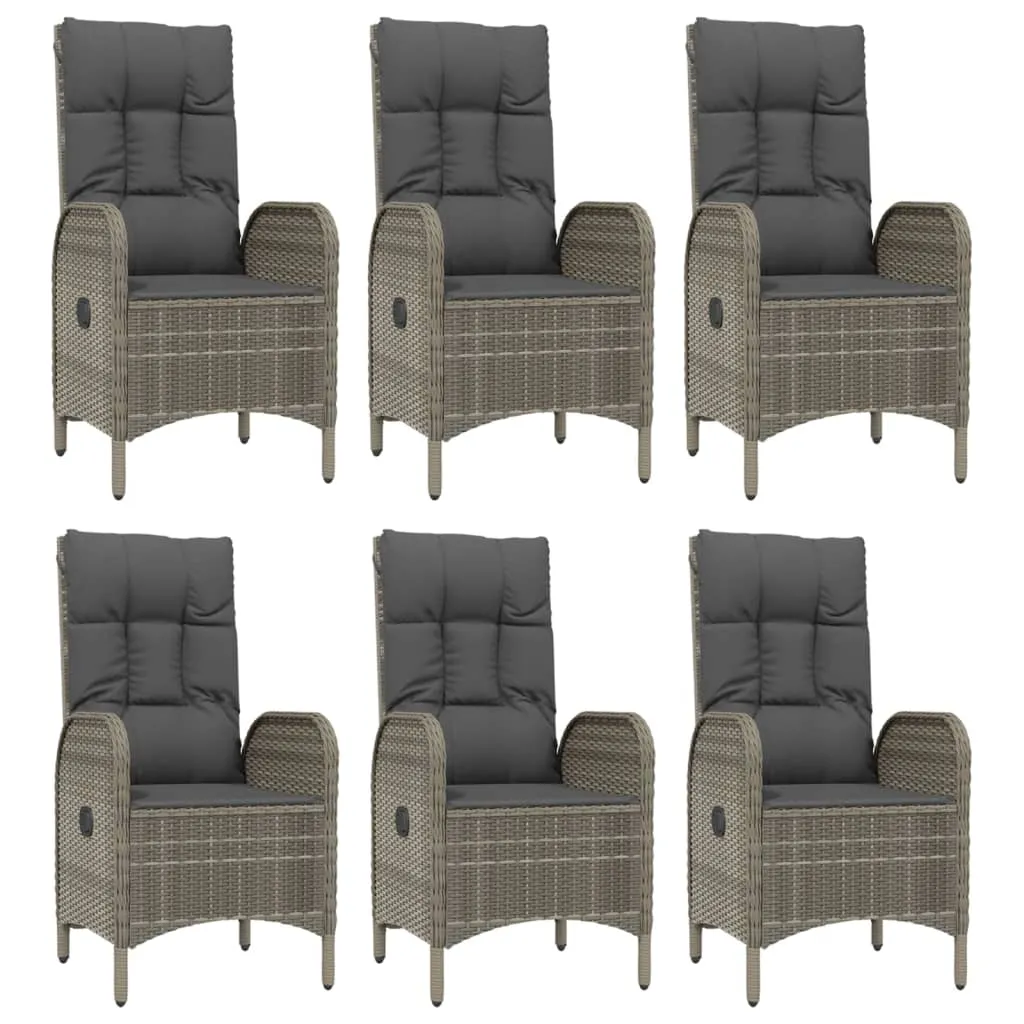 Set mobilier de grădină cu perne, 7 piese, negru/gri, poliratan - imagine 4