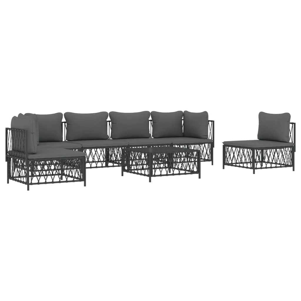 Set mobilier de grădină cu perne, 7 piese, antracit, oțel - imagine 3