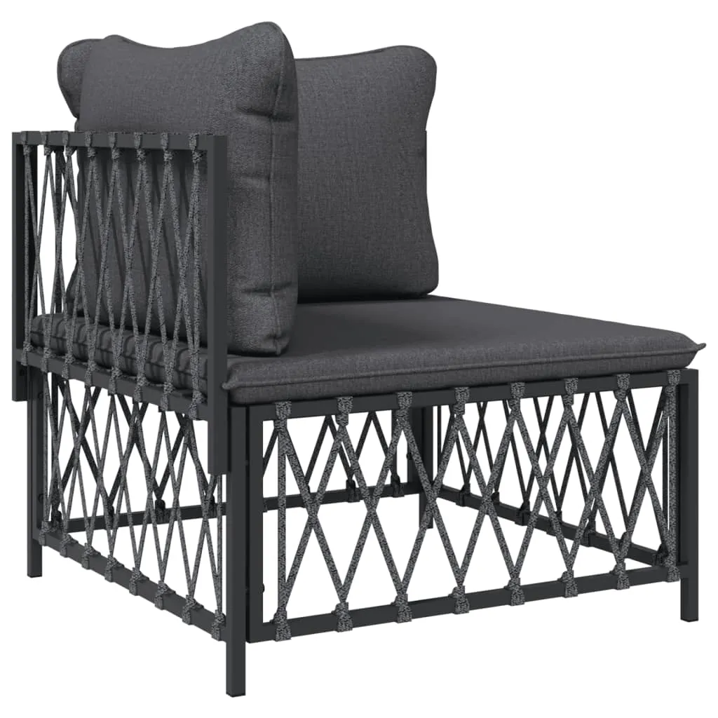 Set mobilier de grădină, 5 piese, cu perne, antracit, oțel - imagine 4