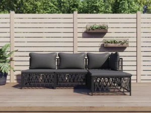 Set mobilier de grădină, cu perne, antracit, 4 piese, oțel