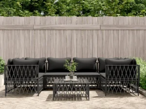 Set mobilier de grădină cu perne, 7 piese, antracit, oțel