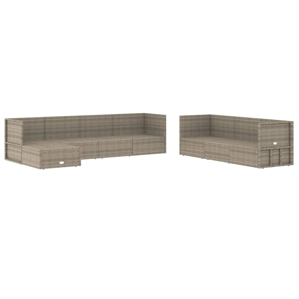 Set mobilier de grădină cu perne, 8 piese, gri, poliratan - imagine 4