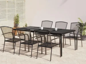 Set de masă pentru grădină, 7 piese, antracit, oțel