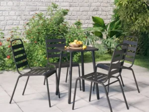 Set de masă pentru grădină, 5 piese, antracit, oțel