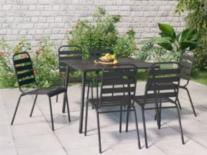 Set de masă pentru grădină, 7 piese, antracit, oțel